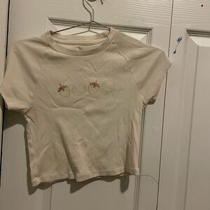 Aerie Cream Tee with Fruit Embroidery